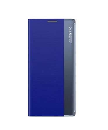 Huawei P50 Pocket Magnetic Flip Case in Blue with Foldable Stand and Semi-Transparent Mirror Design