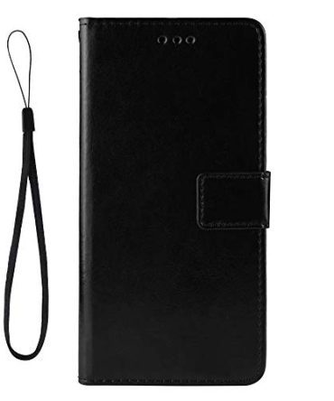 Black Samsung F42 5G Cover Wallet Case with Card Slots