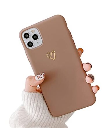 Brown iPhone 11 Pro Heart Pattern Slim Case