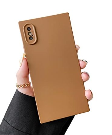 iPhone Xs Coffee Brown Square Silicone Camera Protector