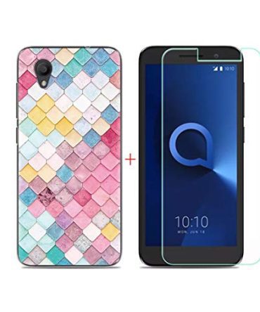 Case for Alcatel 1 Cover + Screen Protector Tempered Glass Protective Film