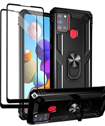 Samsung Galaxy A21s Case with Tempered Glass Screen Protectors