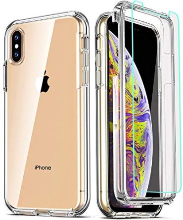 iPhone Xs Max Silicone Case with Tempered Glass Screen Protector