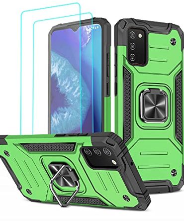 Samsung A03S Phone Case with Kickstand and Tempered Glass