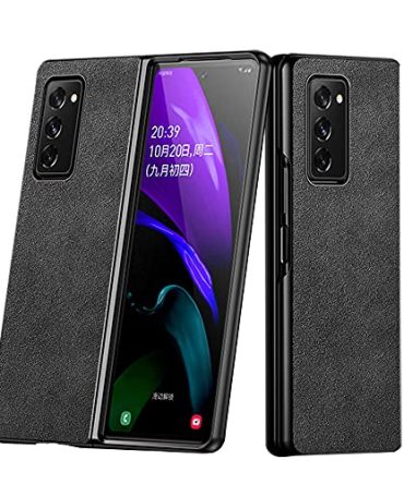 Black Samsung Z Fold 2 Leather Case