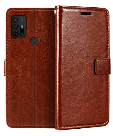 Brown Lenovo K13 Pro Case with Card Holder and Kickstand