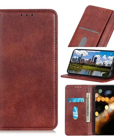 Brown Leather Phone Case for HTC Desire 21 Pro 5G