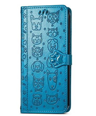 Blue Huawei Enjoy 20e Leather Flip Folio Wallet Cover