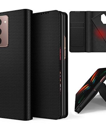 Carbon Brazing Leather Case Samsung Z Fold 2 Fiber Black