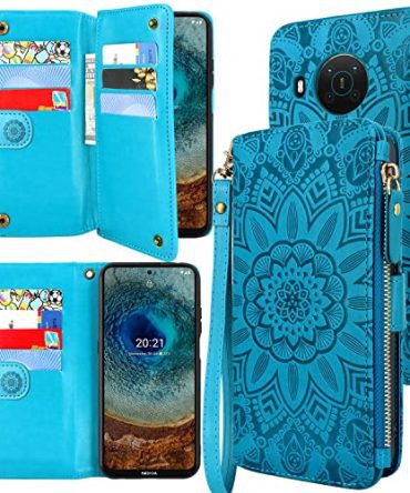 PU Leather Flip Wallet Case Cover Zipper Pocket