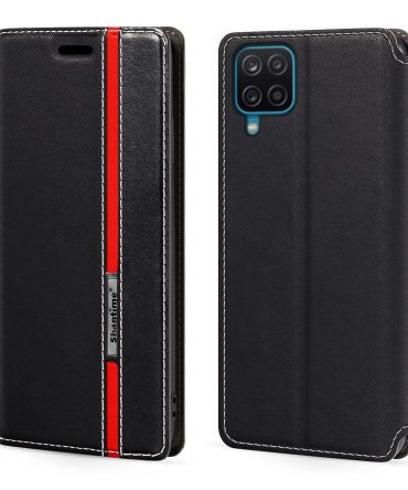 Black Samsung A22 4G Leather Flip Case Magnetic