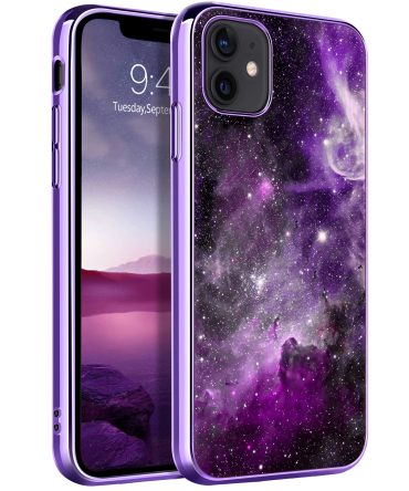 Purple Galaxy iPhone 12 Mini Glow in The Dark Case